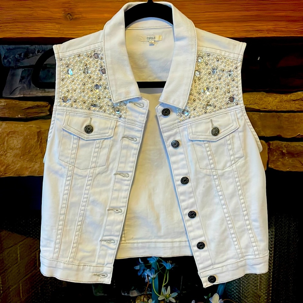 Chiole denim vest with sparkles